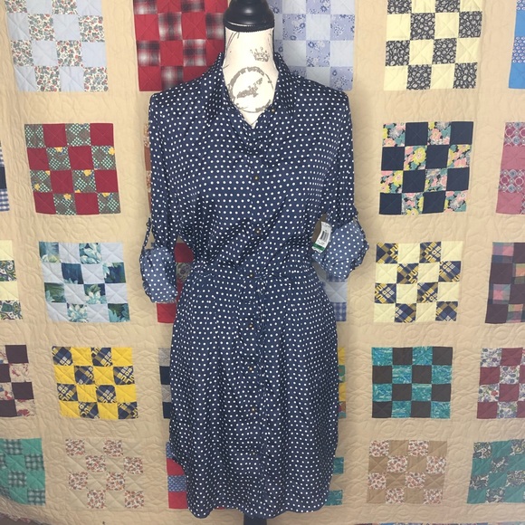 Maison Jules Dresses & Skirts - NWT Maison Jules Polka Dot Shirt Dress Size Large